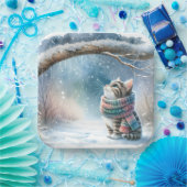 Kitten met een wintersjaal papieren bordje (Feest)