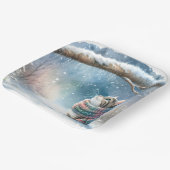 Kitten met een wintersjaal papieren bordje (Gebogen)