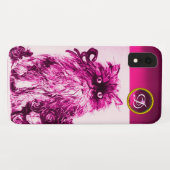 KITTEN MET FUCHSIA PINK ROSES Gemstone Monogram Case-Mate iPhone Case (Achterkant (horizontaal))