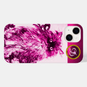 KITTEN MET FUCHSIA PINK ROSES Gemstone Monogram Case-Mate iPhone Case (Achterkant (horizontaal))