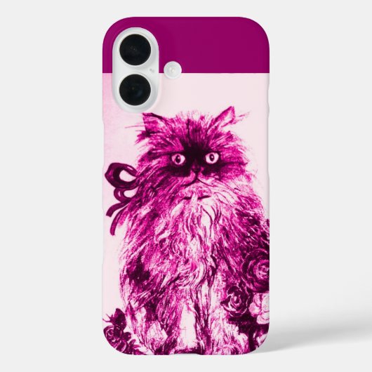 KITTEN MET FUCHSIA PINK ROSES, Wit Paars Case-Mate iPhone Case (Achterkant)
