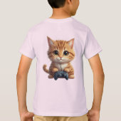 Kitten met gamecontroller Gamer Kat T-shirt (Achterkant)