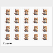 Kitten met gamecontroller Gamer Kat Vierkante Sticker (Vel)