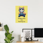 Kitten met gamecontroller lachende gamer kat poster (Thuiskantoor)