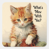  kitten met garen Sticker (Voorkant)