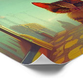 Kitten met grote ogen volle maan gekraakte schaduw poster (Hoek)