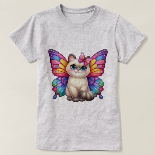 Kitten met levendige vlindervleugels t-shirt (Design voorkant)