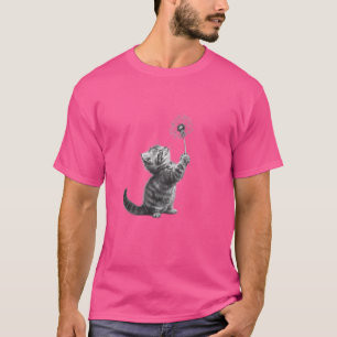 Kitten met paardenbloem Schattigee kat en bloemkun T-shirt
