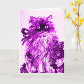 KITTEN MET PAARSE ROZEN van zaterdag Kaart (Gele Bloem)