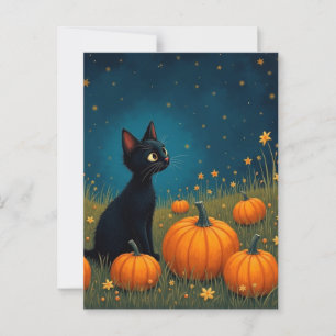 Kitten met pompoenen briefkaart