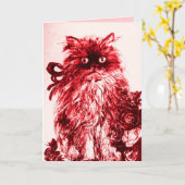 KITTEN MET RODE ROSEN, Birthday Kaart (Gele Bloem)