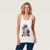 KITTEN MET RODE ROSES, zwart en wit Tanktop (Volledige Voorkant)