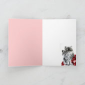 KITTEN MET RODE ROZEN ,Zwart en Wit Kaart (Binnen)