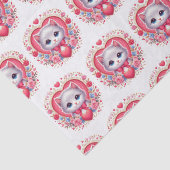 Kitten met rode strik met romantische bloemenharte tissuepapier (Detail)