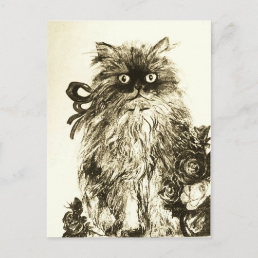 KITTEN MET ROZEN, bruin en wit Briefkaart (Voorkant)