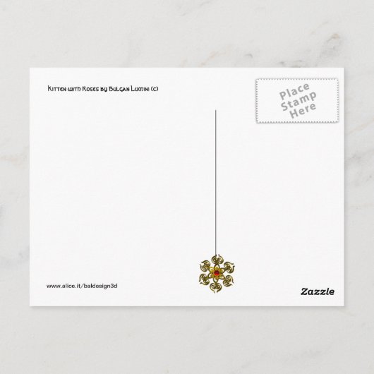 KITTEN MET ROZEN, bruin en wit Briefkaart (Achterkant)