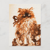 KITTEN MET ROZEN, bruin en wit Briefkaart (Voorkant)