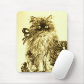 KITTEN MET ROZEN, bruin en wit Muismat (Met muis)