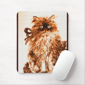 KITTEN MET ROZEN, bruin en wit Muismat (Met muis)