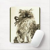 KITTEN MET ROZEN, bruin en wit Muismat (Met muis)