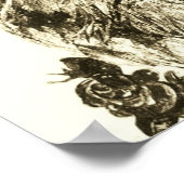 KITTEN MET ROZEN, bruin en wit Poster (Hoek)