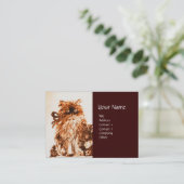 KITTEN MET ROZEN, bruin en wit Visitekaartje (Staand voorkant)