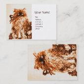 KITTEN MET ROZEN, bruin en wit Visitekaartje (Voorkant / Achterkant)