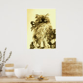 KITTEN MET ROZEN ,Bruin Geel en Wit Poster (Keuken)