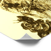 KITTEN MET ROZEN, bruin geel en wit Poster (Hoek)