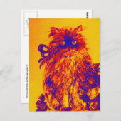 KITTEN MET ROZEN, Geel Oranje blauw Briefkaart (Voorkant / Achterkant)