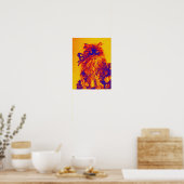 KITTEN MET ROZEN ,Geel Oranje Blauw Poster (Keuken)