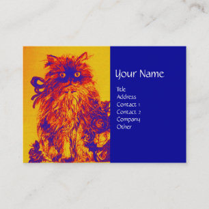 KITTEN MET ROZEN, Geel Oranje blauw Visitekaartje