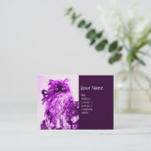 KITTEN MET ROZEN, Paars Violet en wit Visitekaartje (Staand voorkant)