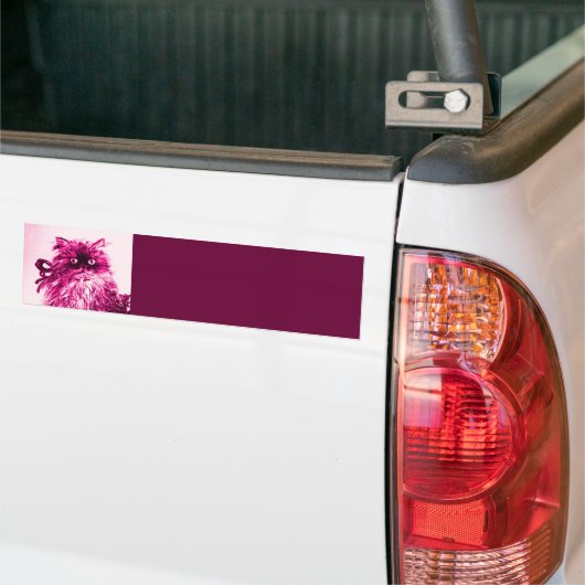 KITTEN MET ROZEN, Roze Fuchsia White Bumpersticker (Op Truck)