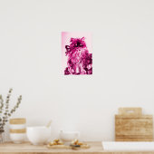 KITTEN MET ROZEN, Roze Fuchsia White Poster (Keuken)