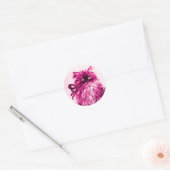 KITTEN MET ROZEN, Roze Fuchsia White Ronde Sticker (Envelop)