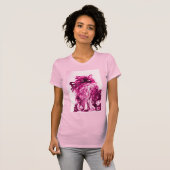 KITTEN MET ROZEN, Roze Fuchsia White T-shirt (Voorkant volledig)