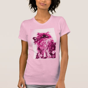 KITTEN MET ROZEN, Roze Fuchsia White T-shirt