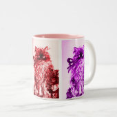 KITTEN MET ROZEN, Roze Fuchsia White Tweekleurige Koffiemok (Voorkant rechts)