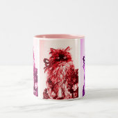 KITTEN MET ROZEN, Roze Fuchsia White Tweekleurige Koffiemok (Center)