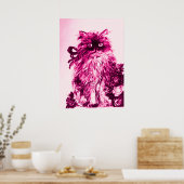 KITTEN MET ROZEN ,Roze Fuchsia Wit Poster (Keuken)