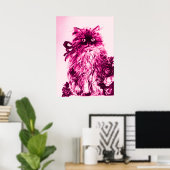 KITTEN MET ROZEN ,Roze Fuchsia Wit Poster (Thuiskantoor)