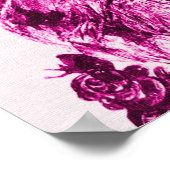 KITTEN MET ROZEN ,Roze Fuchsia Wit Poster (Hoek)