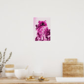 KITTEN MET ROZEN ,Roze Fuchsia Wit Poster (Keuken)
