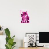 KITTEN MET ROZEN ,Roze Fuchsia Wit Poster (Thuiskantoor)
