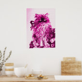 KITTEN MET ROZEN ,Roze Fuchsia Wit Poster (Keuken)
