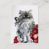 KITTEN MET ROZEN, zwart-wit Visitekaartje (Achterkant)