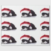 Kitten met Santa Hat Wrapping Paper Cadeaupapier (Vlak)