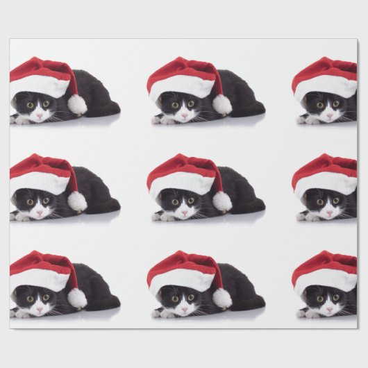 Kitten met Santa Hat Wrapping Paper Cadeaupapier (Vlak)