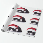 Kitten met Santa Hat Wrapping Paper Cadeaupapier (Uitgerold)